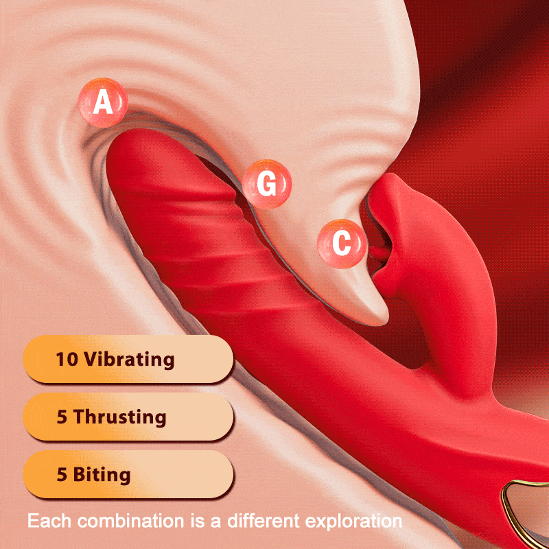 Chloe - 4 In 1 Thrusting & Licking Biting G-spot Vibrator Tongue Clitoral Stimulator
