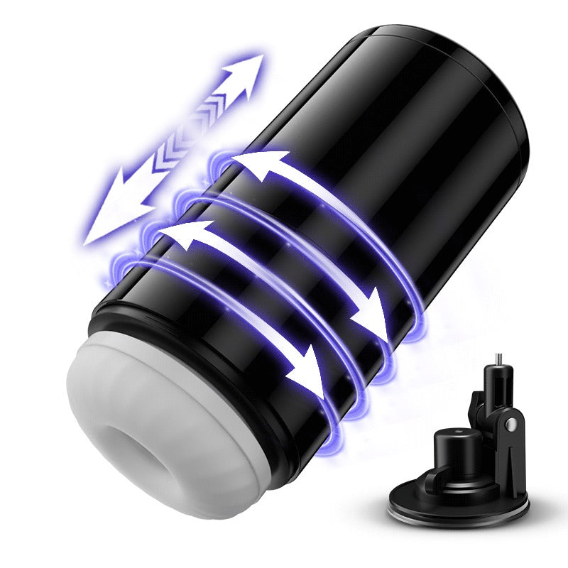 Lightspeed - 4 in 1 Male Stroker 7 Thrutings & 7 Rotatings Suction Cup Mount Magnetic Inner Liner