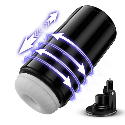 Lightspeed - 4 in 1 Male Stroker 7 Thrutings & 7 Rotatings Suction Cup Mount Magnetic Inner Liner