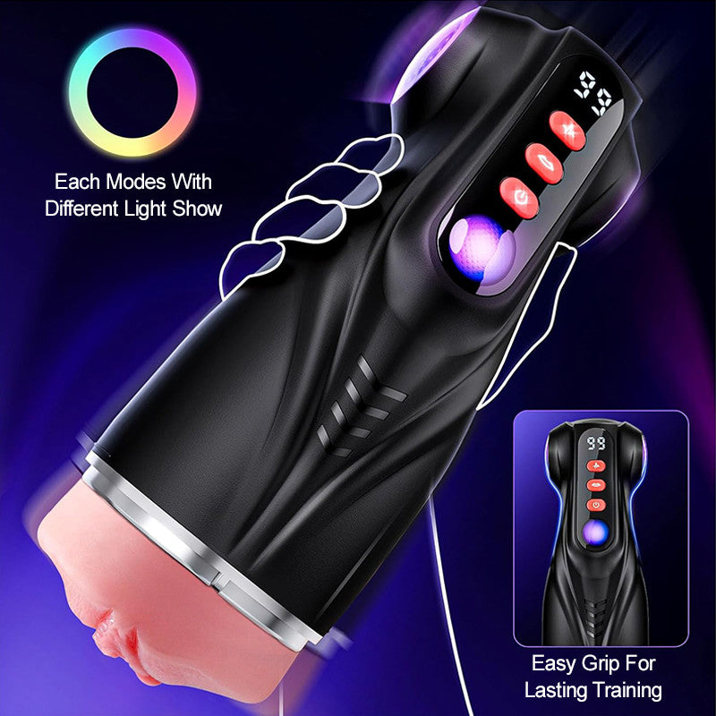 Daphne - 3 Sleeves Pocket Pussy Penis Pump with 9 Sucking & 9 Vibrating Male Stroker