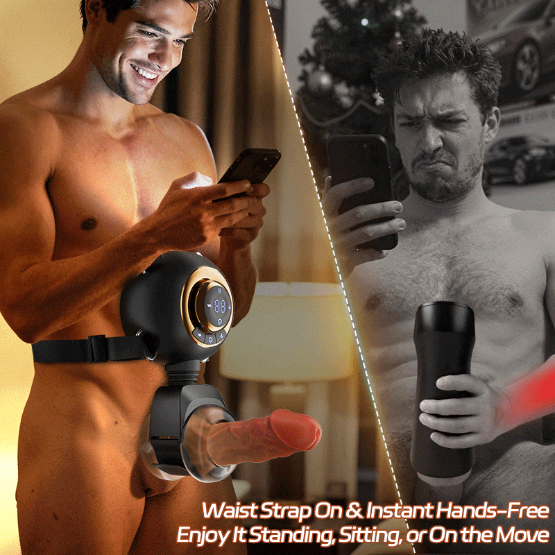 Hazel - 9 Vibration & Swing & Thrust Hands-Free Waist Strap-On Male Stroker
