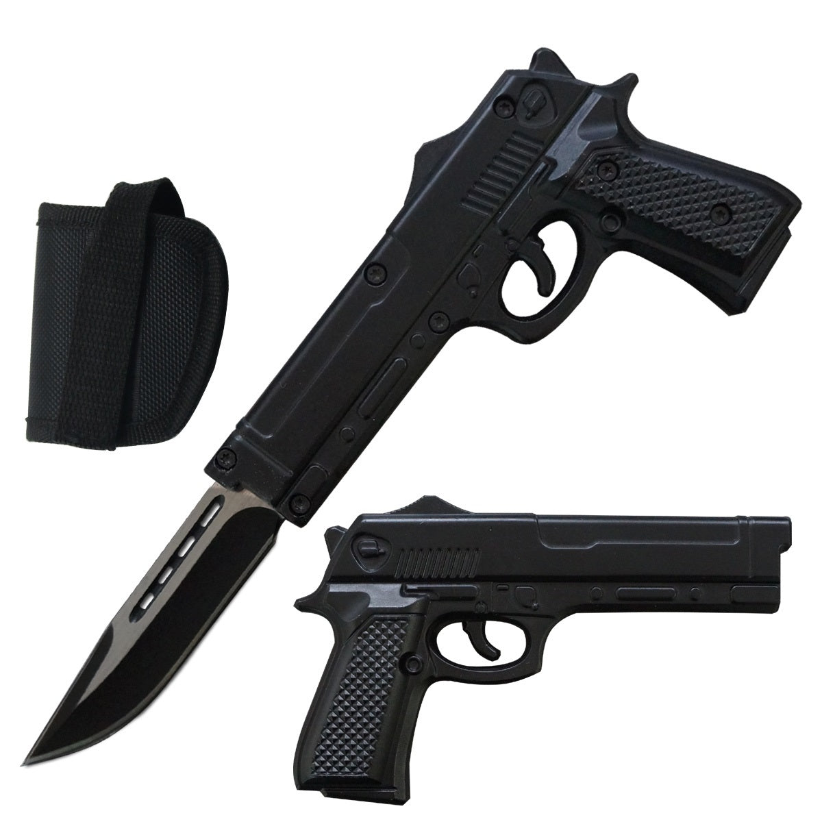 9 Inch Black Pistol Style OTF Auto Knife - TOPHATTER'S ARMORY DEALS