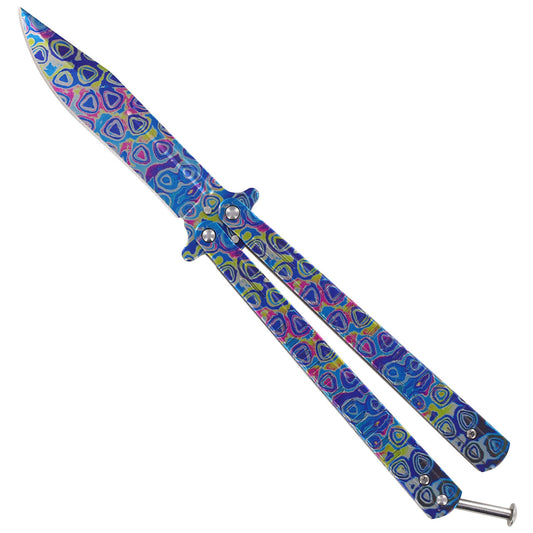 9.25" Psychedelic Trip Heavy Duty Balisong Flipper Butterfly Knife