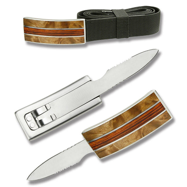Adjustable Nylon Belt - Maple Burl & Pakkawood Buckle Knife - TOPHATTER'S ARMORY DEALS
