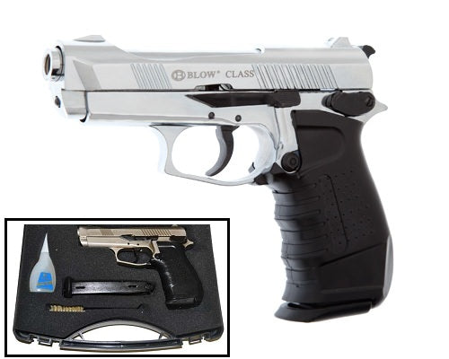 Blow Class Chrome Finish 9MM Blank Firing Replica Gun - TOPHATTER'S ARMORY DEALS