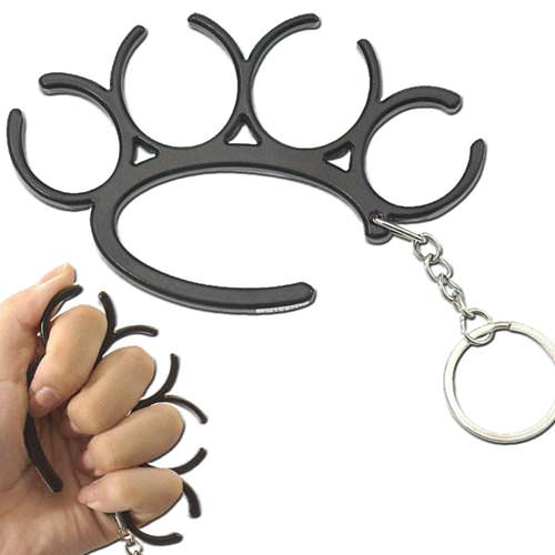 Self Defense Open Duster Knuckle Keychain Black
