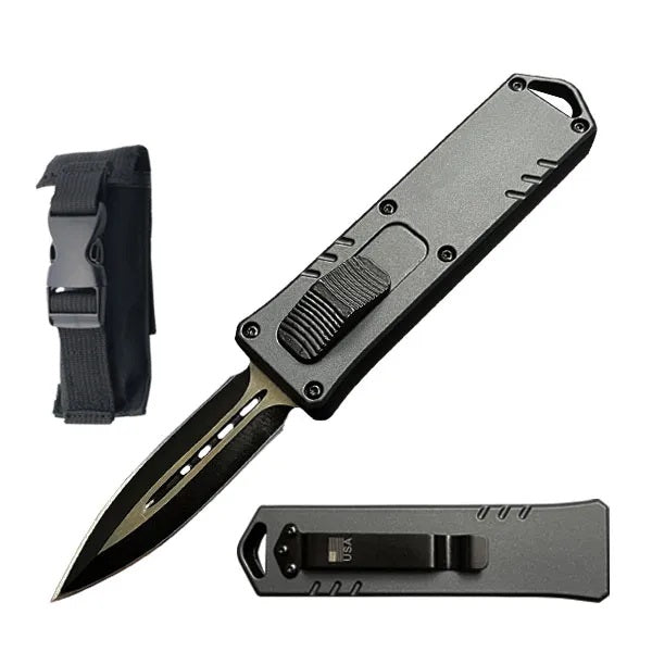 7.5" Grey Death Rider Automatic Dual Action Out The Front Knife - TOPHATTER'S ARMORY DEALS