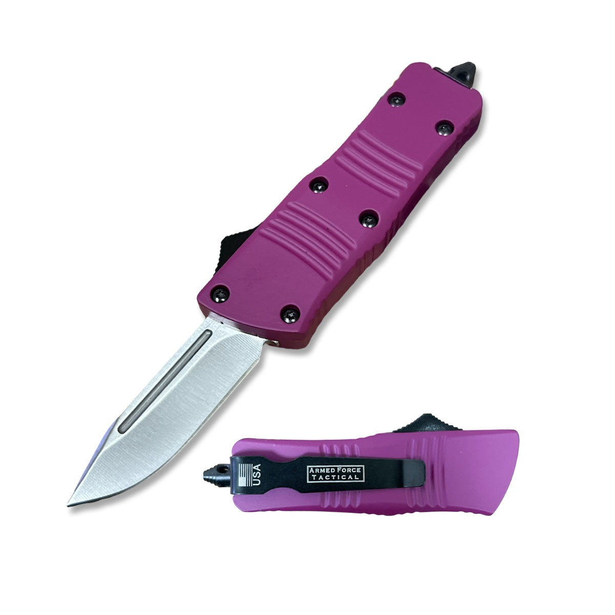 5.5" Wasp Mini Purple Automatic OTF Knife Drop Point Blade - TOPHATTER'S ARMORY DEALS