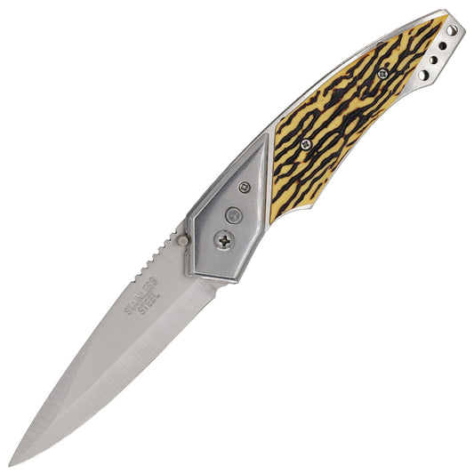 9.25" Push Button Automatic Drop Point Textured Handle Switchblade Pocket Knife