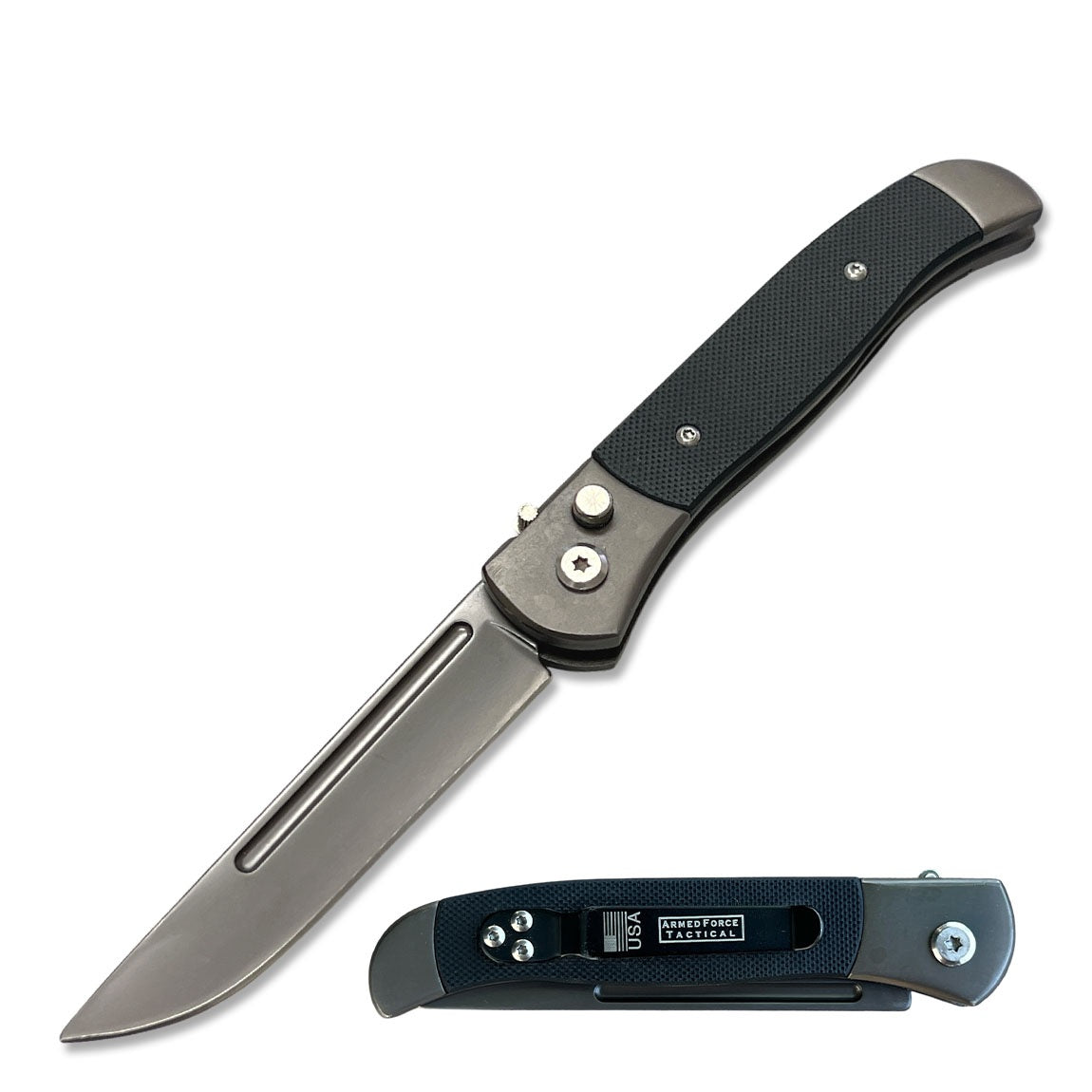 4.5" Closed Everyday Carry Clip Point Auto Switchblade Knife Black G10 - TOPHATTER'S ARMORY DEALS