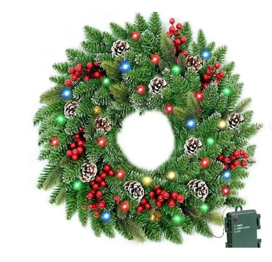 Pre-Lit Christmas Wreath with LED Lights