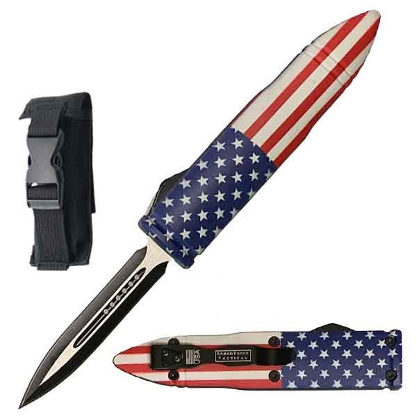 8.75" Bullet OTF Automatic Knife American Flag