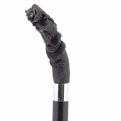 Carved Lizard Dark Buffalo Horn: Collector Cane - Limited Supply