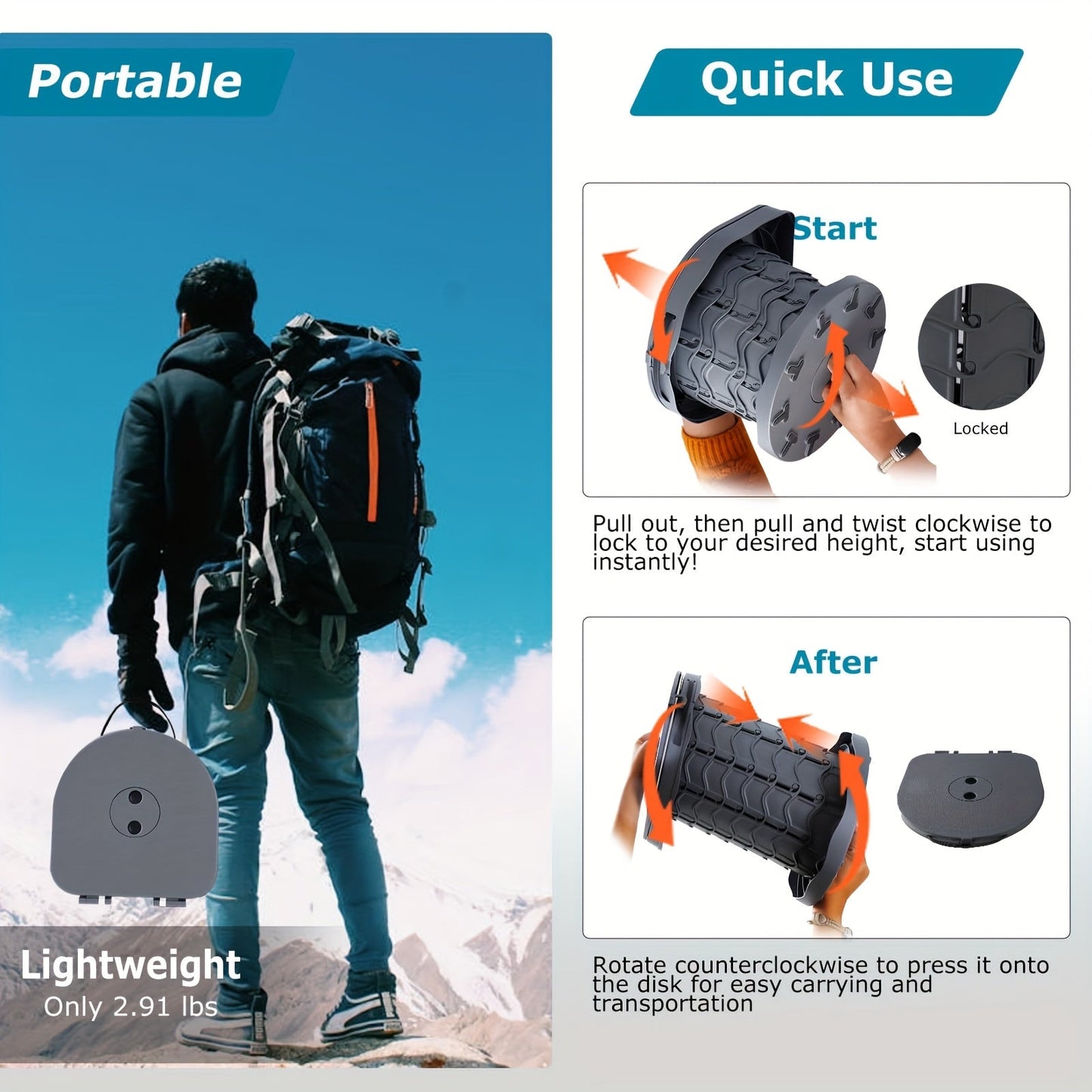 Camping Toilet Portable Adjustable Potty