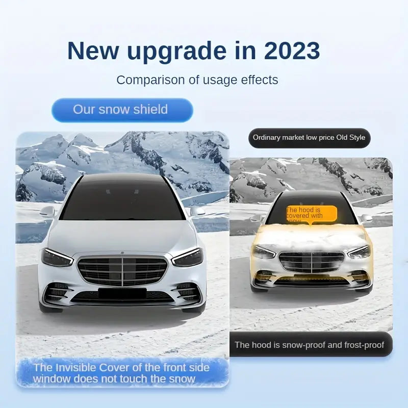 Silver Extended Front Windshield Snow Cover - Winter Snow and Frost Protection
