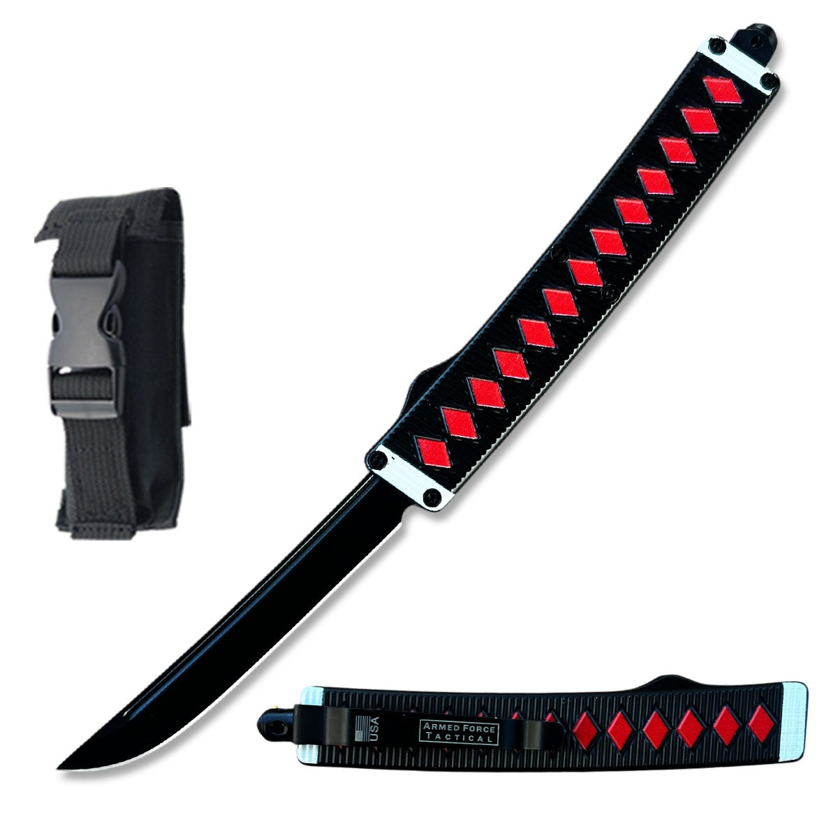 8.5" Ichigo Anime Katana Style Automatic OTF Out the Front Knife - TOPHATTER'S ARMORY DEALS