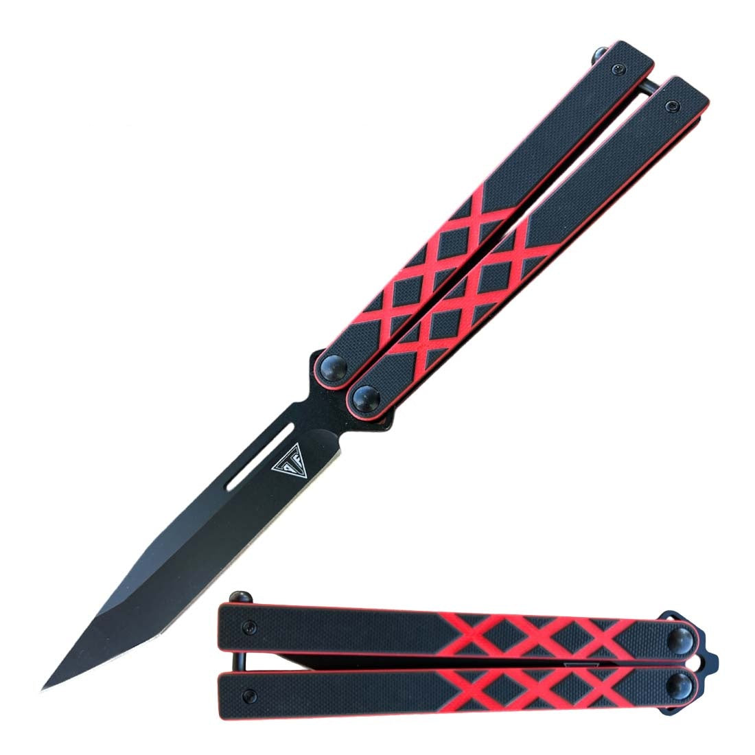 Red G10 Handle Balisong Butterfly Knife Ball Bearing Tanto Blade - TOPHATTER'S ARMORY DEALS