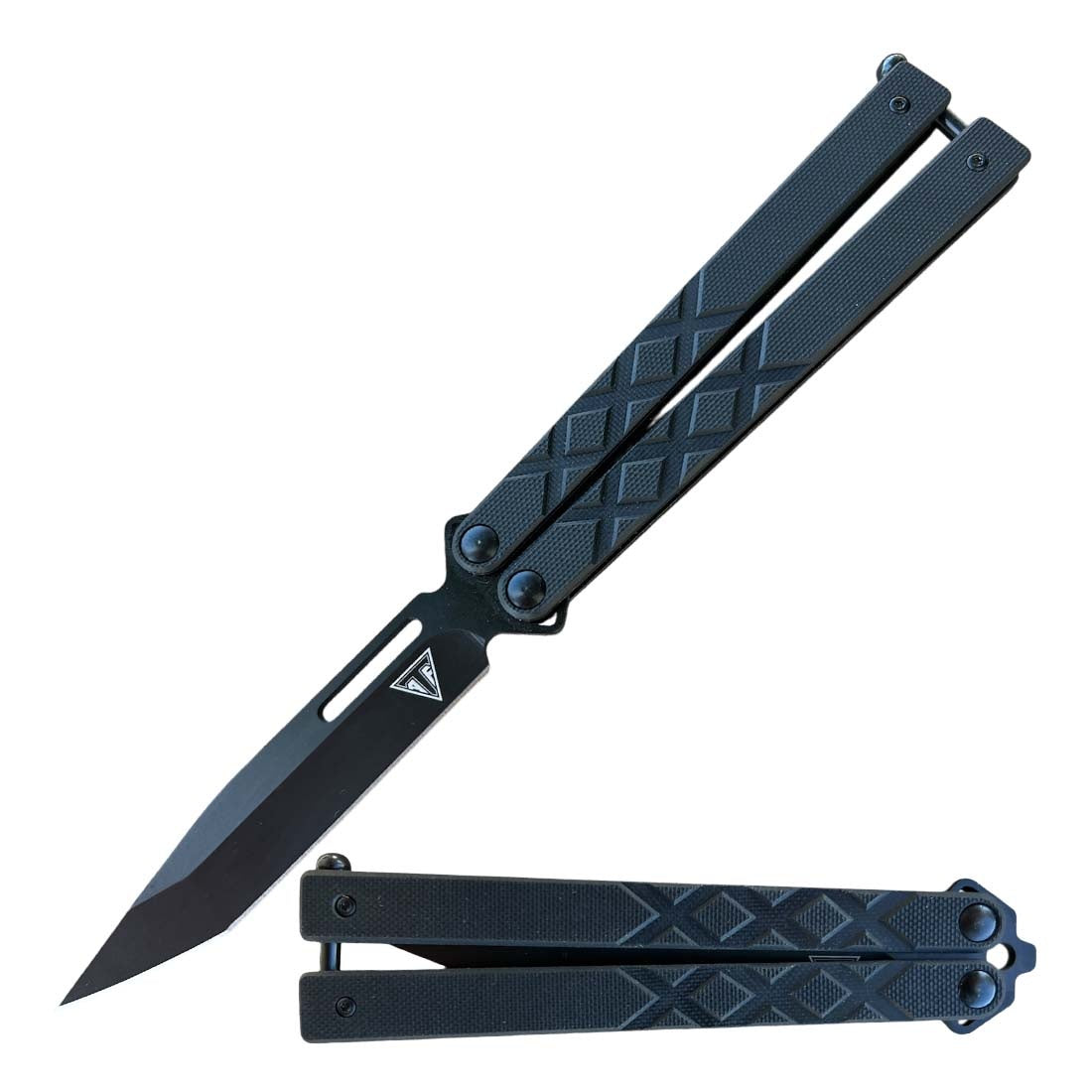 Black G10 Handle Balisong Butterfly Knife Ball Bearing Tanto Blade - TOPHATTER'S ARMORY DEALS