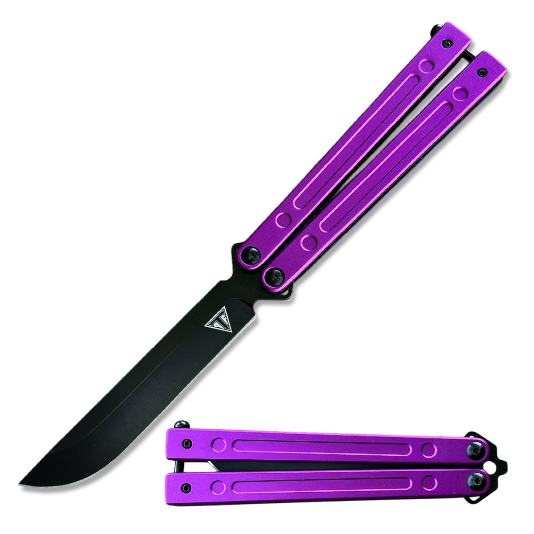 Purple Aluminum Handle Ball Bearing Balisong Butterfly Knife - TOPHATTER'S ARMORY DEALS