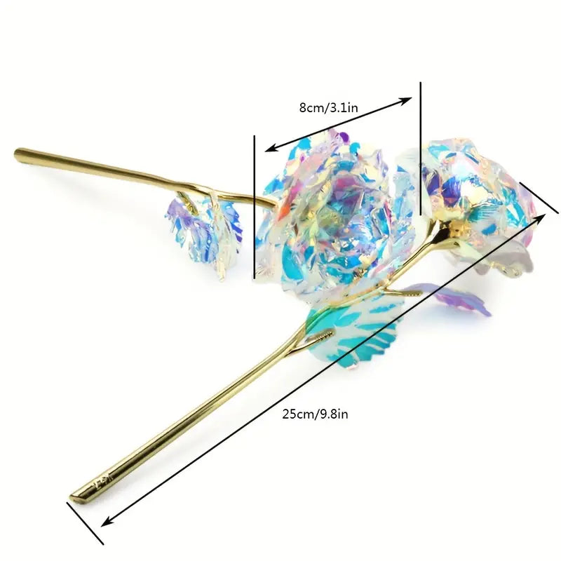 5-Piece Colorful Rose Artificial Flower Gift Set with Glass Vase