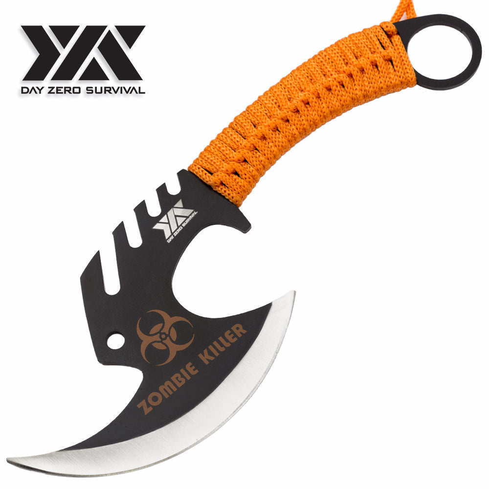 Zombie Killer Skullsplitter Throwing Axe - Day Zero Survival Orange - TOPHATTER'S ARMORY DEALS