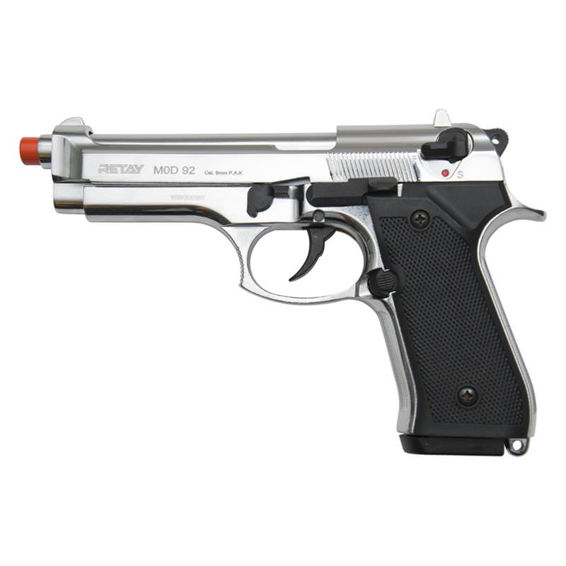 Retay 9MM MOD 92 Front Firing Blank Gun Chrome Finish