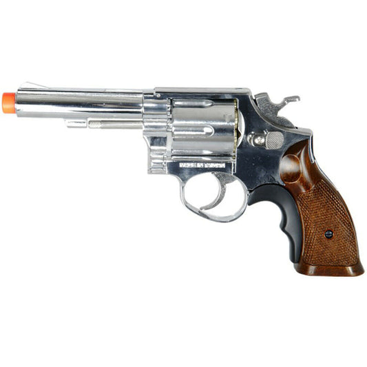 HFC 357 Magnum Airsoft Pistol Metal Barrel Gas Revolver Wood / Chrome