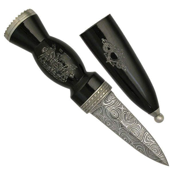 Damascus Sgian Dubh Knife Dagger - TOPHATTER'S ARMORY DEALS