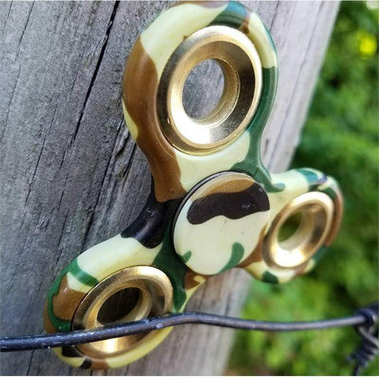 Hand Finger Spinner Green Camo Stress Relief Tri Fidget High Speed