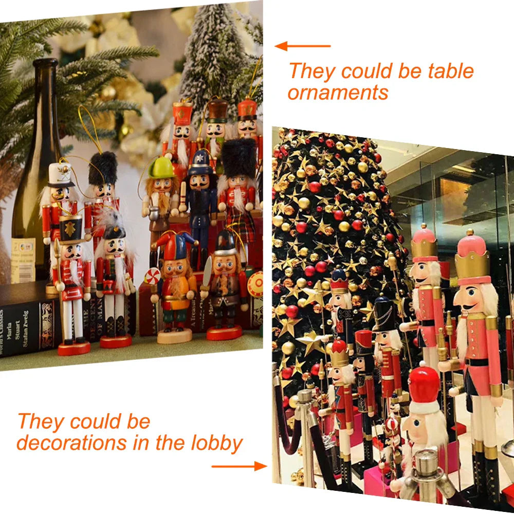 Hand-Painted Wooden Nutcracker Soldier Figurines (3PCS)