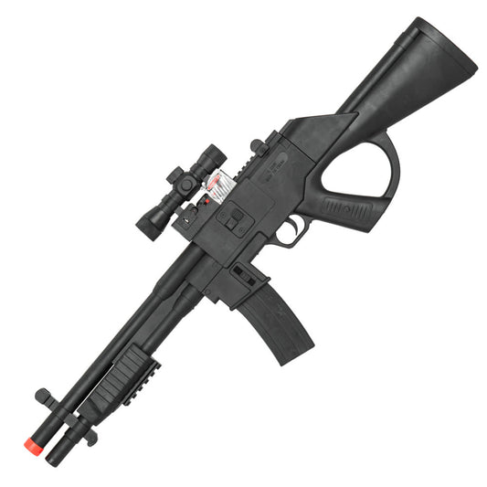 P2338A Spring Powered Airsoft Assault Rifle with Red Dot Laser Mock Scope