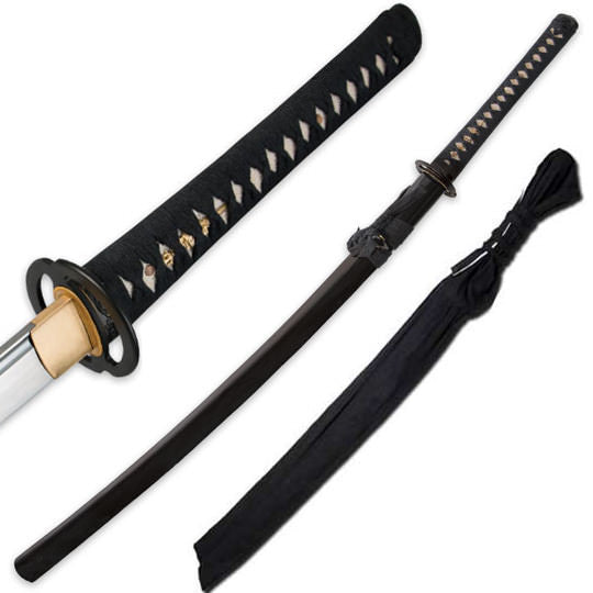 Hand Forged Carbon Steel Samurai Sword With Musashi Tsuba Functional - TOPHATTER'S ARMORY DEALS
