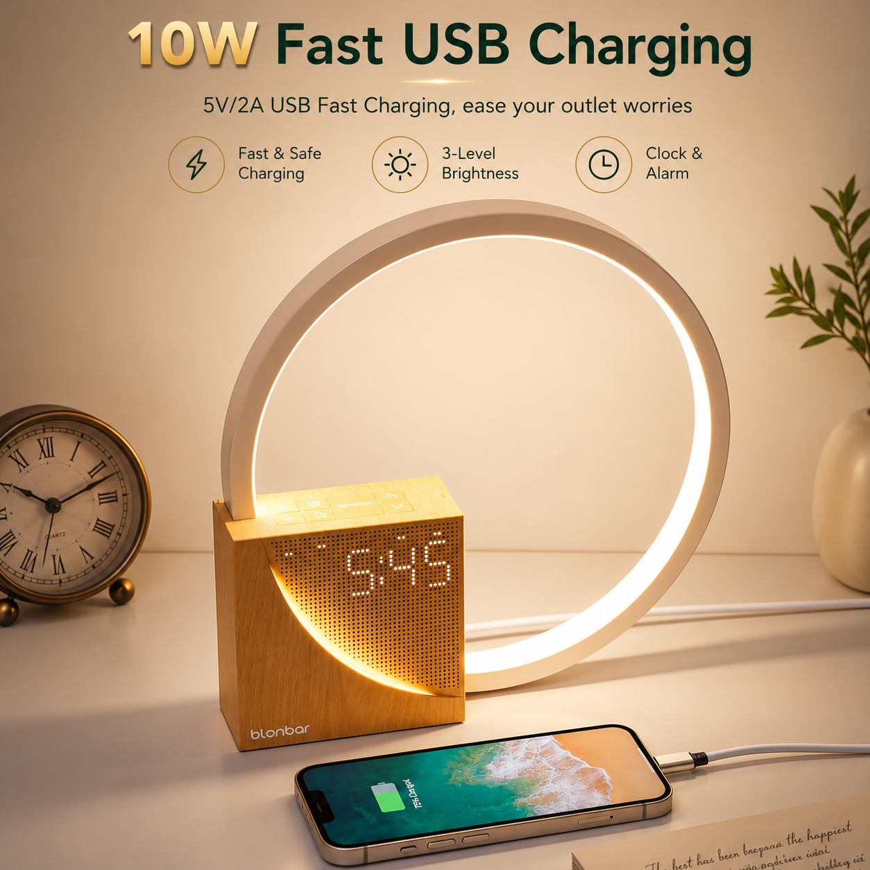 Sunrise Alarm Clock with LED Lamp and Sound Machine for Gentle Mornings