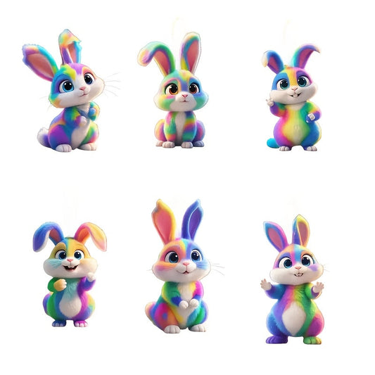 6pcs Colorful Rabbit Easter Decorations