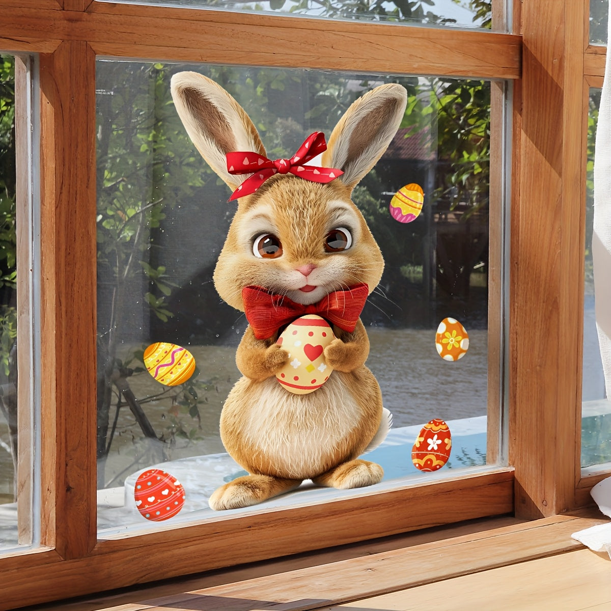 Easter Bunny & Egg Reusable Window Cling Sticker