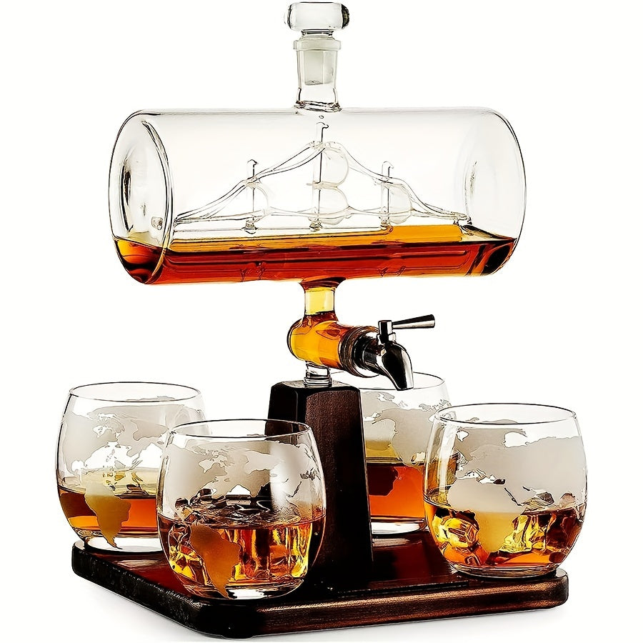 Skull Globe Wine Aerator Set with 4 Glasses