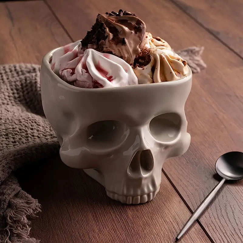 Skull Serving Bowl - Vintage Gothic Table Decor