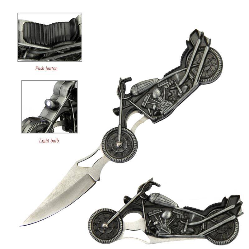 High Beam Motorcycle Fantasy Folding Knife With LED Light - TOPHATTER'S ARMORY DEALS