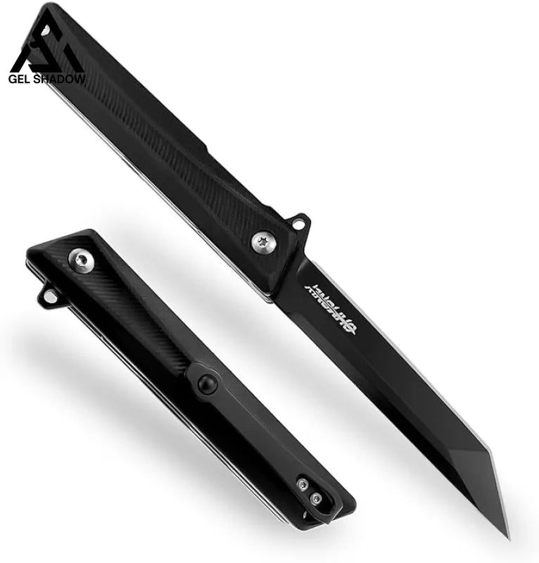 3.5 inch Pocket Knife with Clip and Feather Pattern Blade, EDC Knife for Outdoor-GS22