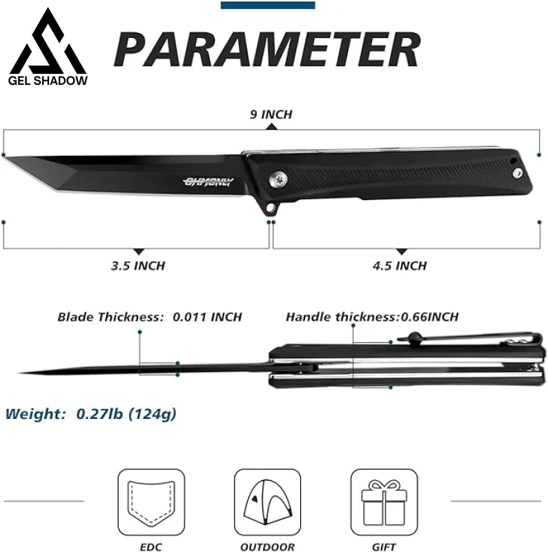 3.5 inch Pocket Knife with Clip and Feather Pattern Blade, EDC Knife for Outdoor-GS22