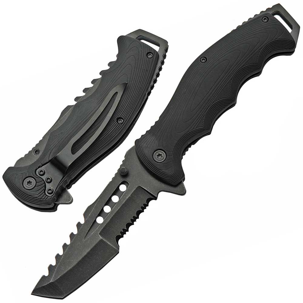 4.75 Inch Closed Black OPS Tactical Folder Pocket Tanto Blade Knife