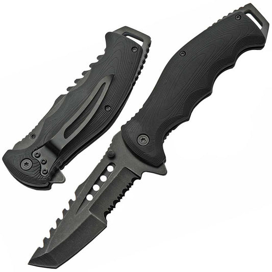 4.75 Inch Closed Black OPS Tactical Folder Pocket Tanto Blade Knife