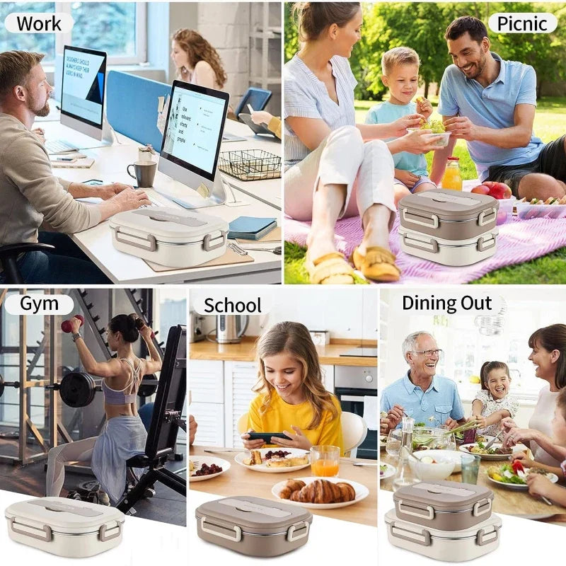 1000ml 304 Stainless Steel Insulated Lunch Box Beige