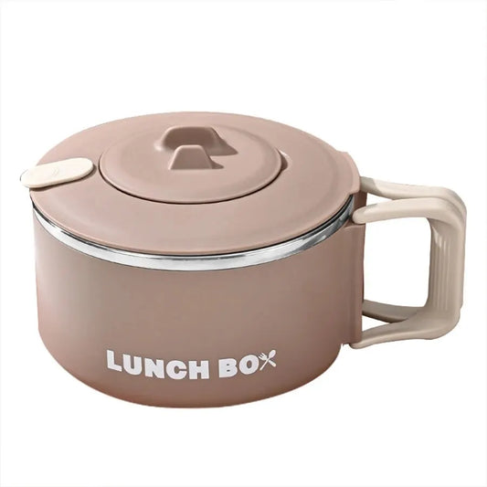 1200ml 304 Stainless Steel Noodle Bowl with Lid Brown