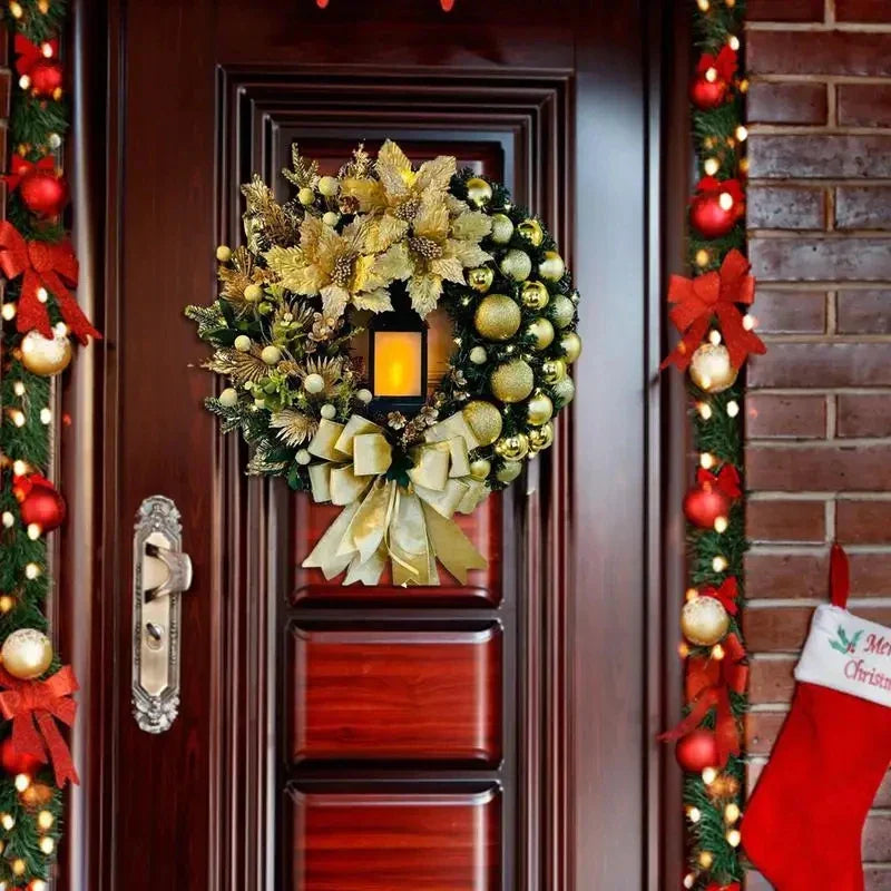 Christmas Wreath with Lantern and Large Bow