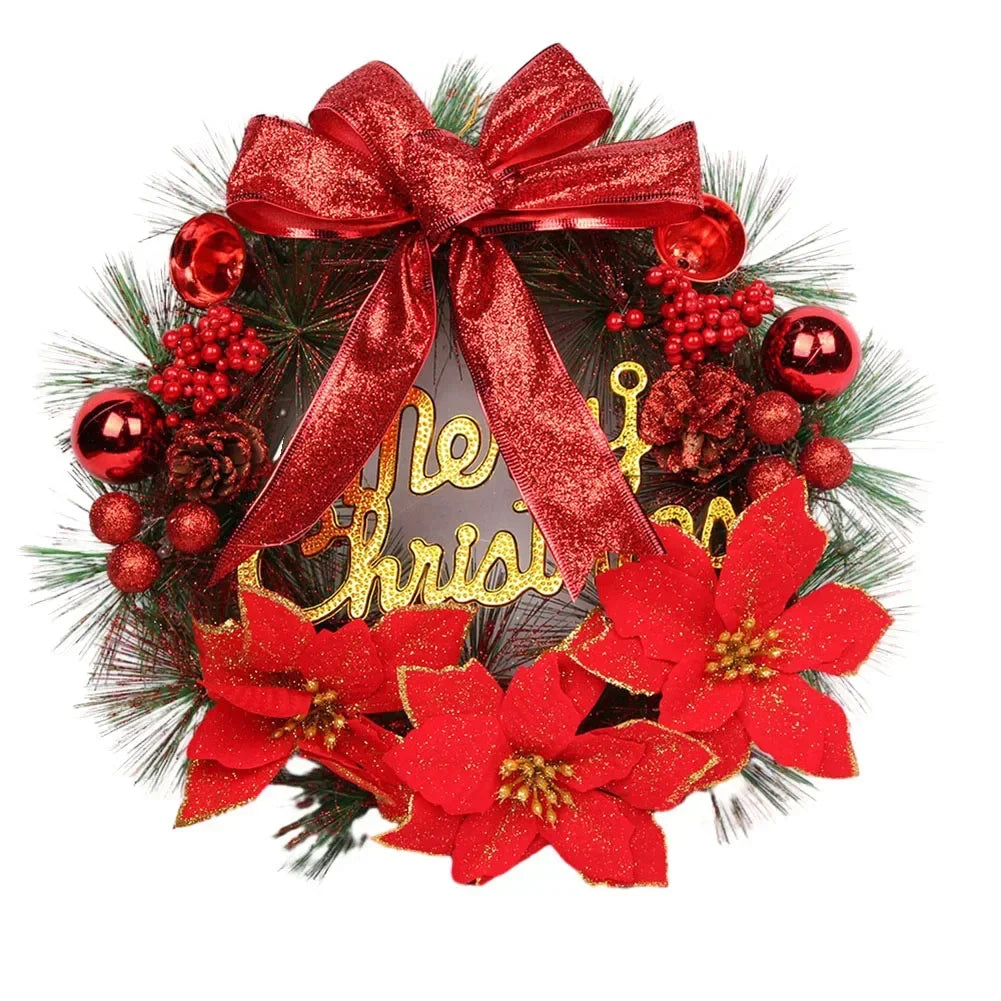 Christmas Wreath Door Garland with Hanging Ornaments