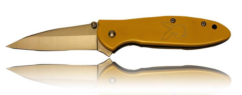 Yellow PLAYBOY Bunny Assisted Opening Pocket Knife