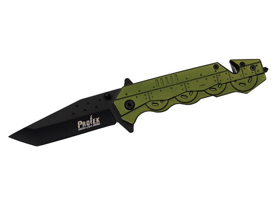 Olive Color Tank Handle Rescue Spring Assist knife