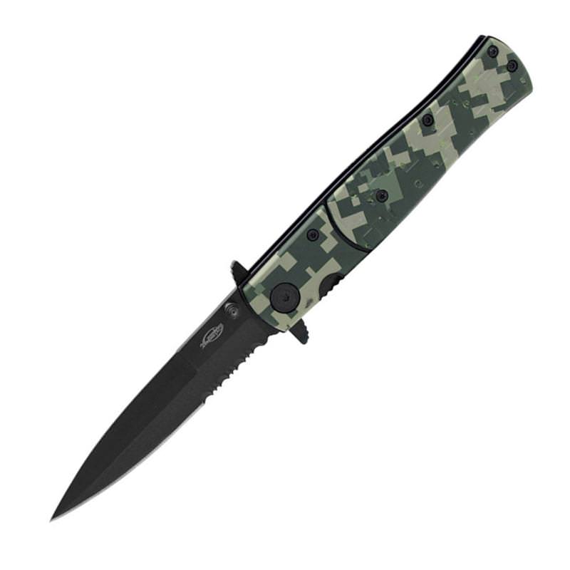 Digital Green Camo Stiletto Style Assisted Opening Knife - TOPHATTER'S ARMORY DEALS
