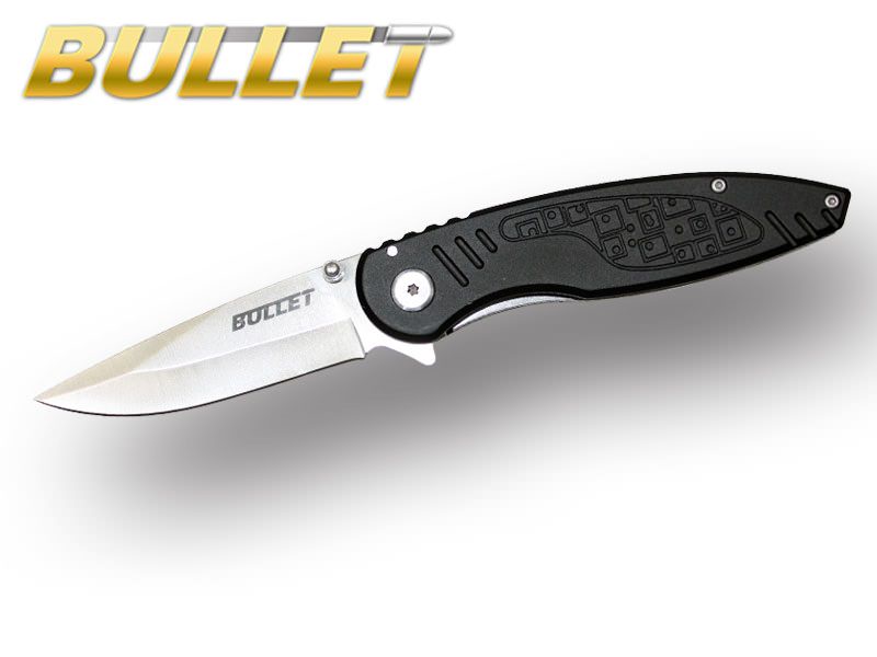 BULLET Diamond Blade Spring Assisted Opening Knife - Black Handle - TOPHATTER'S ARMORY DEALS